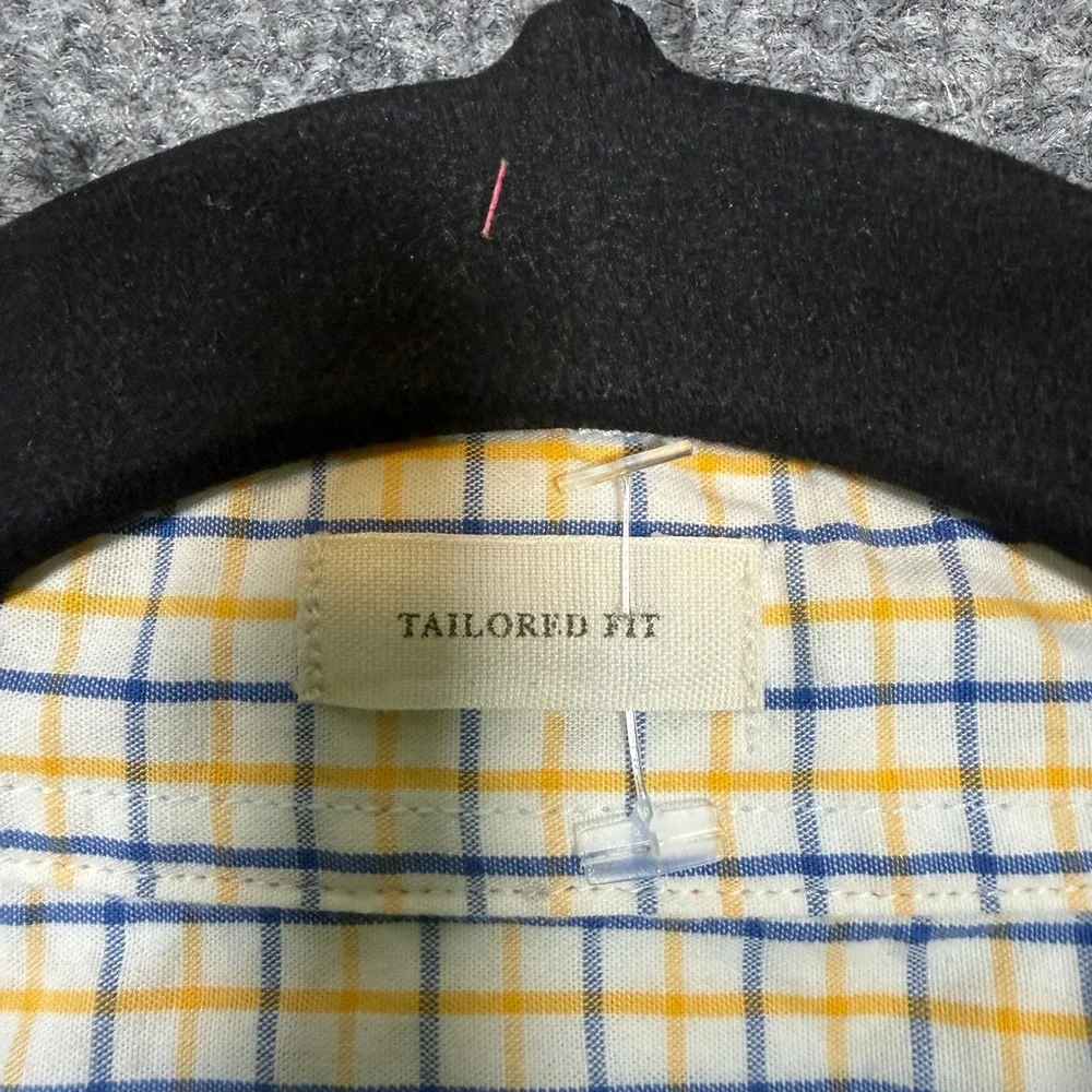 J.Crew Shirtings‎ Washed Casual Shirt Mens Large Blue Yellow Plaid Button Up NEW